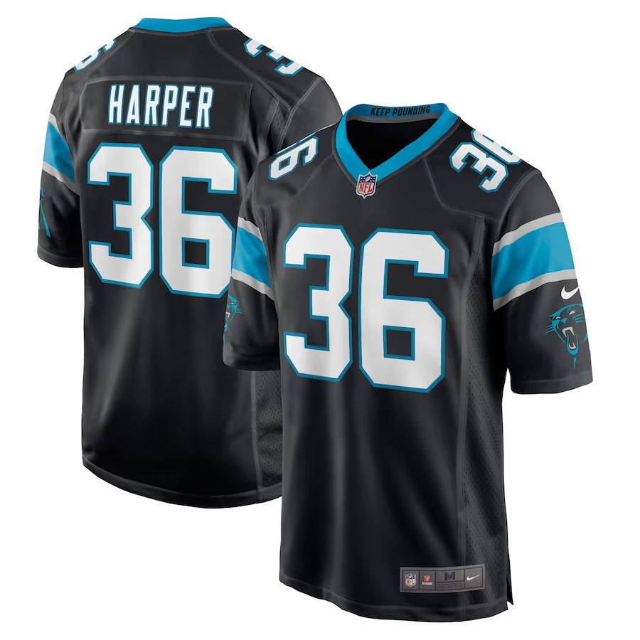Men Carolina Panthers #36 Madre Harper Nike Black Game Player NFL Jersey